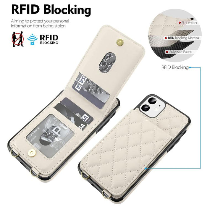 Funda para teléfono con tarjetero y bloqueo RFID de diseño romboidal cruzado, For iPhone 11, For iPhone 11 Pro, For iPhone X / XS, For iPhone XR, For iPhone XS Max, For iPhone 8 Plus / 7 Plus
