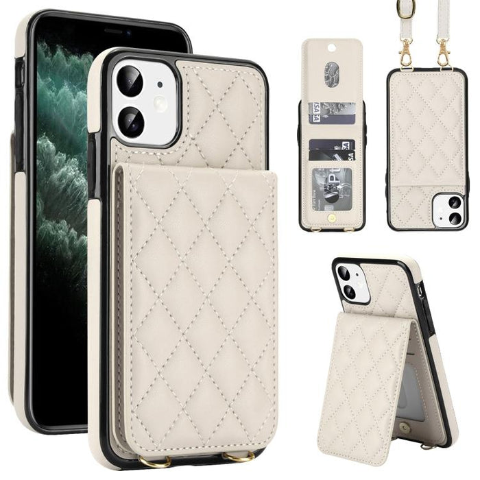 Funda para teléfono con tarjetero y bloqueo RFID de diseño romboidal cruzado, For iPhone 11, For iPhone 11 Pro, For iPhone X / XS, For iPhone XR, For iPhone XS Max, For iPhone 8 Plus / 7 Plus