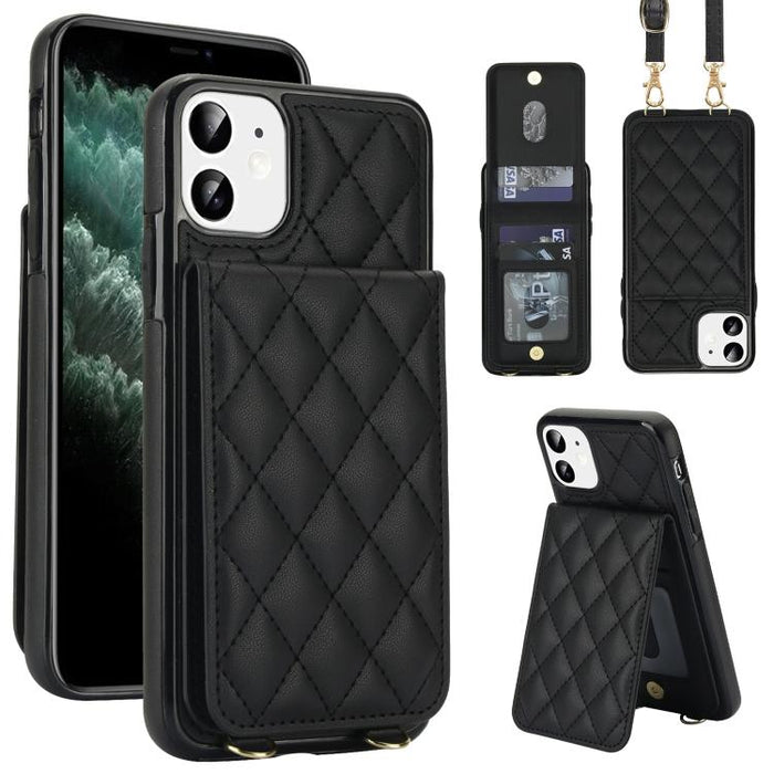 Funda para teléfono con tarjetero y bloqueo RFID de diseño romboidal cruzado, For iPhone 11, For iPhone 11 Pro, For iPhone X / XS, For iPhone XR, For iPhone XS Max, For iPhone 8 Plus / 7 Plus
