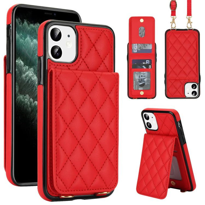 Funda para teléfono con tarjetero y bloqueo RFID de diseño romboidal cruzado, For iPhone 11, For iPhone 11 Pro, For iPhone X / XS, For iPhone XR, For iPhone XS Max, For iPhone 8 Plus / 7 Plus