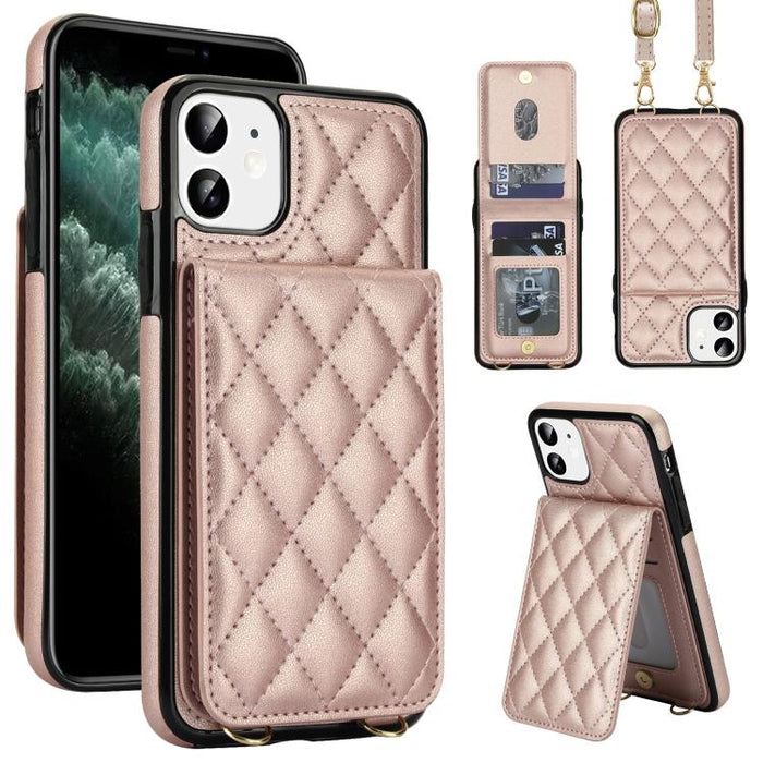 Funda para teléfono con tarjetero y bloqueo RFID de diseño romboidal cruzado, For iPhone 11, For iPhone 11 Pro, For iPhone X / XS, For iPhone XR, For iPhone XS Max, For iPhone 8 Plus / 7 Plus