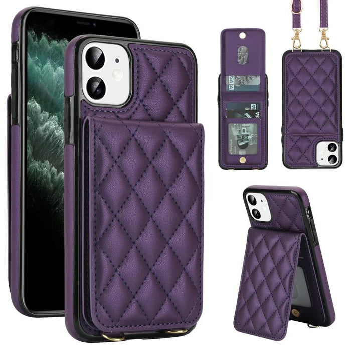 Funda para teléfono con tarjetero y bloqueo RFID de diseño romboidal cruzado, For iPhone 11, For iPhone 11 Pro, For iPhone X / XS, For iPhone XR, For iPhone XS Max, For iPhone 8 Plus / 7 Plus