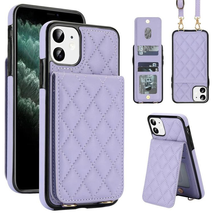 Funda para teléfono con tarjetero y bloqueo RFID de diseño romboidal cruzado, For iPhone 11, For iPhone 11 Pro, For iPhone X / XS, For iPhone XR, For iPhone XS Max, For iPhone 8 Plus / 7 Plus
