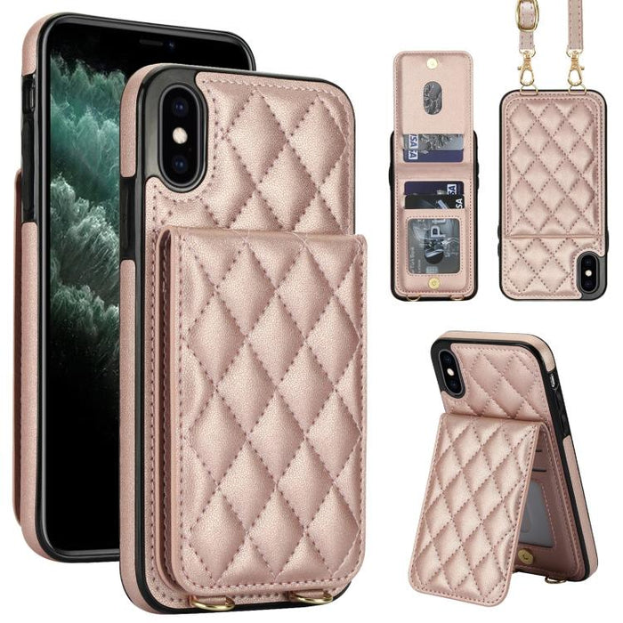 Funda para teléfono con tarjetero y bloqueo RFID de diseño romboidal cruzado, For iPhone 11, For iPhone 11 Pro, For iPhone X / XS, For iPhone XR, For iPhone XS Max, For iPhone 8 Plus / 7 Plus