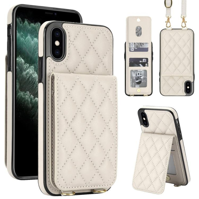Funda para teléfono con tarjetero y bloqueo RFID de diseño romboidal cruzado, For iPhone 11, For iPhone 11 Pro, For iPhone X / XS, For iPhone XR, For iPhone XS Max, For iPhone 8 Plus / 7 Plus