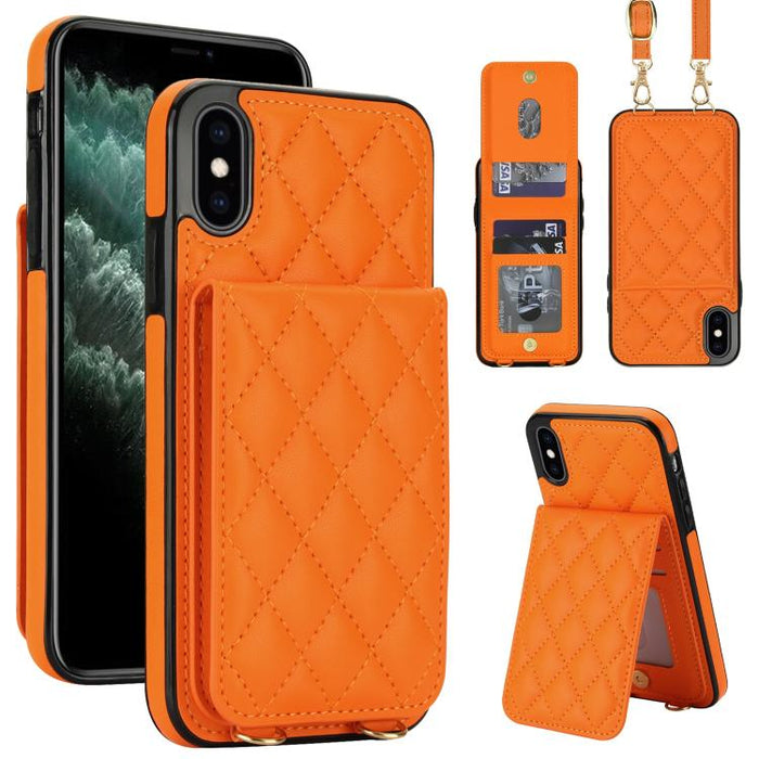 Funda para teléfono con tarjetero y bloqueo RFID de diseño romboidal cruzado, For iPhone 11, For iPhone 11 Pro, For iPhone X / XS, For iPhone XR, For iPhone XS Max, For iPhone 8 Plus / 7 Plus