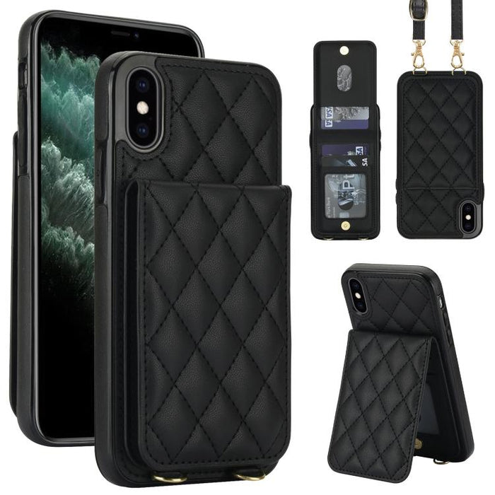 Funda para teléfono con tarjetero y bloqueo RFID de diseño romboidal cruzado, For iPhone 11, For iPhone 11 Pro, For iPhone X / XS, For iPhone XR, For iPhone XS Max, For iPhone 8 Plus / 7 Plus