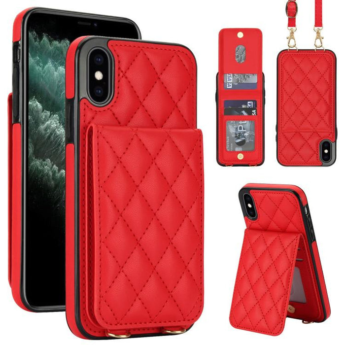 Funda para teléfono con tarjetero y bloqueo RFID de diseño romboidal cruzado, For iPhone 11, For iPhone 11 Pro, For iPhone X / XS, For iPhone XR, For iPhone XS Max, For iPhone 8 Plus / 7 Plus