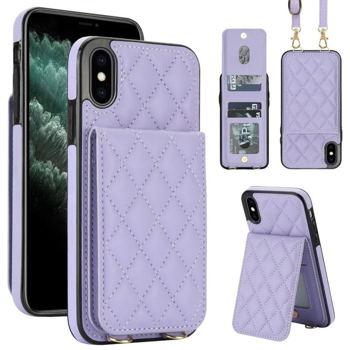 Funda para teléfono con tarjetero y bloqueo RFID de diseño romboidal cruzado, For iPhone 11, For iPhone 11 Pro, For iPhone X / XS, For iPhone XR, For iPhone XS Max, For iPhone 8 Plus / 7 Plus