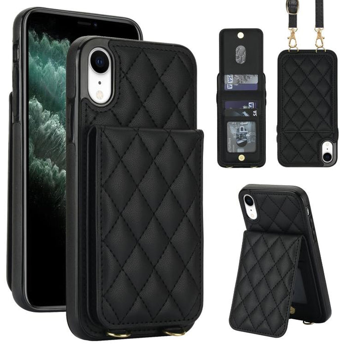 Funda para teléfono con tarjetero y bloqueo RFID de diseño romboidal cruzado, For iPhone 11, For iPhone 11 Pro, For iPhone X / XS, For iPhone XR, For iPhone XS Max, For iPhone 8 Plus / 7 Plus