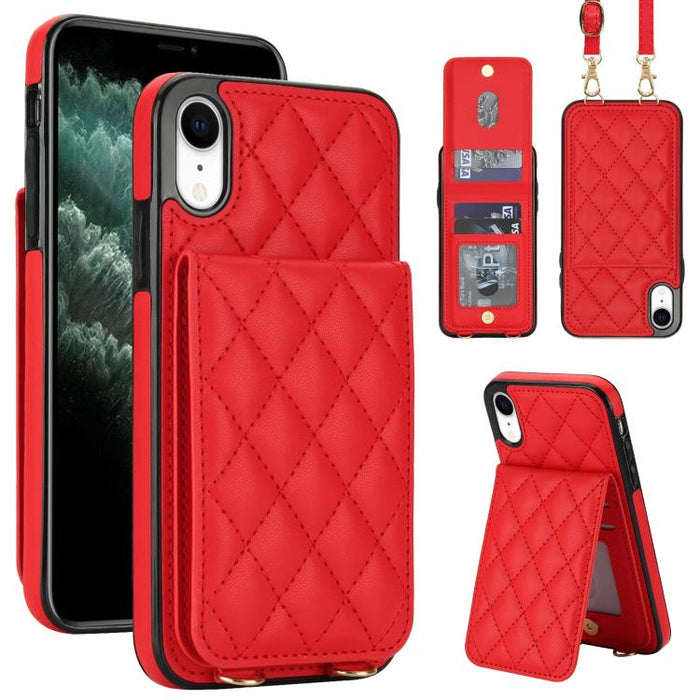 Funda para teléfono con tarjetero y bloqueo RFID de diseño romboidal cruzado, For iPhone 11, For iPhone 11 Pro, For iPhone X / XS, For iPhone XR, For iPhone XS Max, For iPhone 8 Plus / 7 Plus