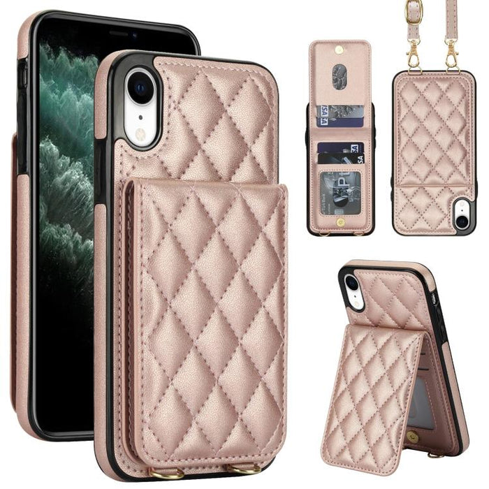 Funda para teléfono con tarjetero y bloqueo RFID de diseño romboidal cruzado, For iPhone 11, For iPhone 11 Pro, For iPhone X / XS, For iPhone XR, For iPhone XS Max, For iPhone 8 Plus / 7 Plus