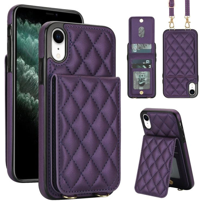 Funda para teléfono con tarjetero y bloqueo RFID de diseño romboidal cruzado, For iPhone 11, For iPhone 11 Pro, For iPhone X / XS, For iPhone XR, For iPhone XS Max, For iPhone 8 Plus / 7 Plus