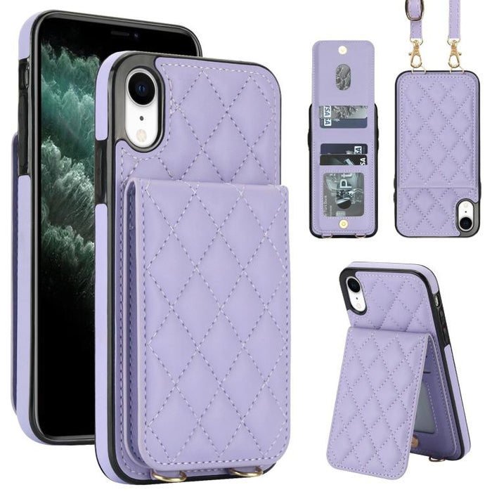 Funda para teléfono con tarjetero y bloqueo RFID de diseño romboidal cruzado, For iPhone 11, For iPhone 11 Pro, For iPhone X / XS, For iPhone XR, For iPhone XS Max, For iPhone 8 Plus / 7 Plus