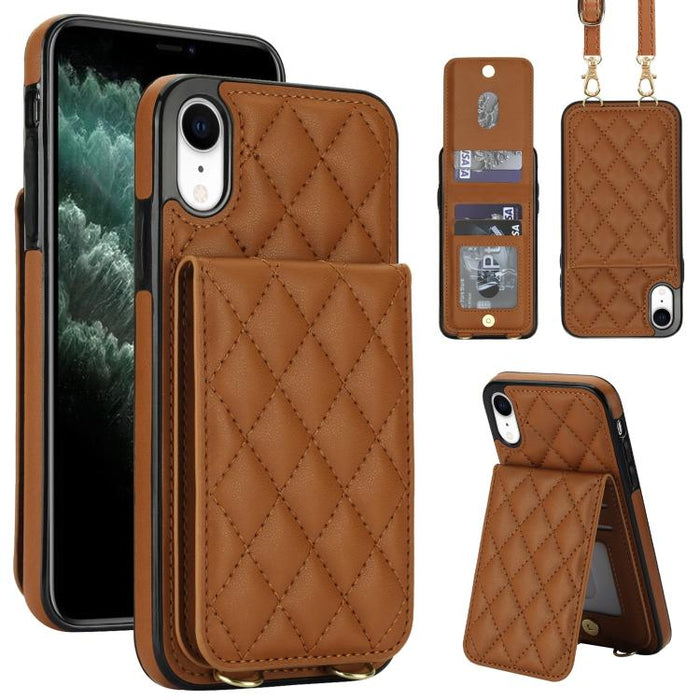 Funda para teléfono con tarjetero y bloqueo RFID de diseño romboidal cruzado, For iPhone 11, For iPhone 11 Pro, For iPhone X / XS, For iPhone XR, For iPhone XS Max, For iPhone 8 Plus / 7 Plus