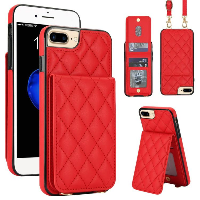 Funda para teléfono con tarjetero y bloqueo RFID de diseño romboidal cruzado, For iPhone 15, For iPhone 14 / 13, For iPhone 14 Pro, For iPhone 14 Pro Max, For iPhone SE 2022 / SE 2020 / 8 / 7, For iPhone 13 Pro Max, For iPhone 13 Pro, For iPhone 13 min...