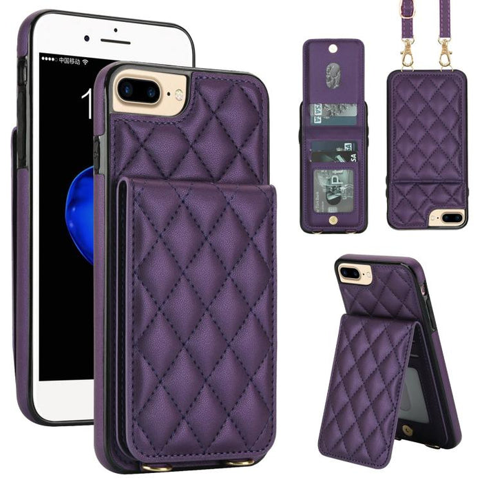 Funda para teléfono con tarjetero y bloqueo RFID de diseño romboidal cruzado, For iPhone 15, For iPhone 14 / 13, For iPhone 14 Pro, For iPhone 14 Pro Max, For iPhone SE 2022 / SE 2020 / 8 / 7, For iPhone 13 Pro Max, For iPhone 13 Pro, For iPhone 13 min...