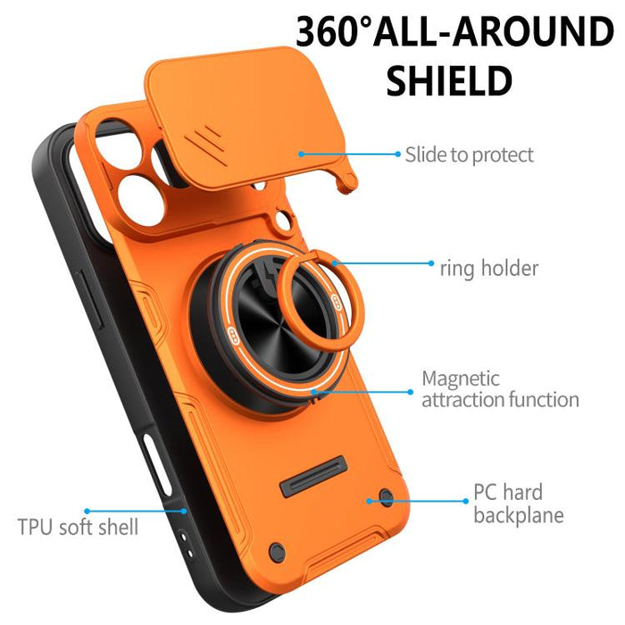 Funda para teléfono multifuncional Camshield con soporte deslizante para anillo, For iPhone 17 Pro Max, For iPhone 17 Pro, For iPhone 17, For iPhone 16 Pro Max, For iPhone 16 Pro, For iPhone 16