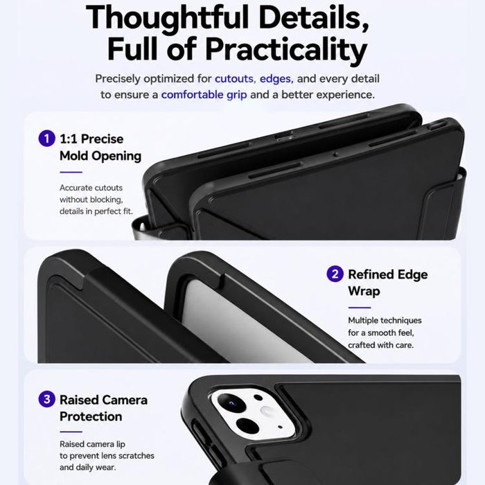 Funda de cuero para tablet inteligente XDcase con marco desmontable, cierre magnético de doble cara y soporte para lápiz., For iPad Air 11 2026/2025/2024, For iPad 2025 / 2022, For iPad mini 2024 / 2021, For iPad Pro 11 2022/2021/2020/2018             ...