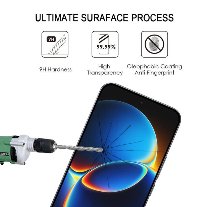 Lámina de vidrio templado con impresión serigráfica de pantalla completa de aluminio de 0,18 mm de altura, compatible con desbloqueo por huella dactilar., For Redmi K90 Ultra 5G, For Redmi K100 Pro 5G