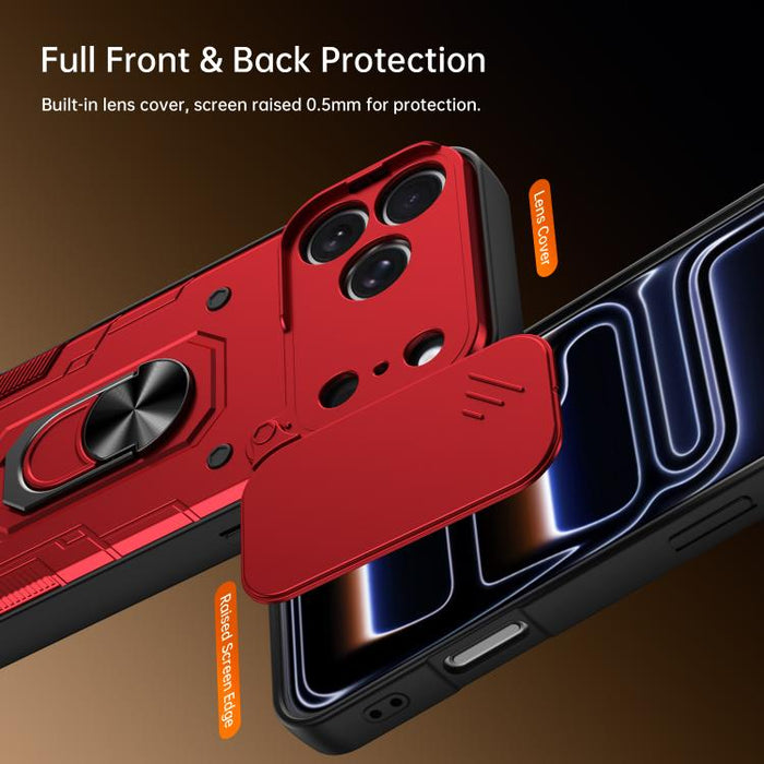 Funda para teléfono Nanshan Armor con soporte deslizante para anillo Camshield, For iPhone 17 Pro Max, For iPhone 17 Pro, For iPhone 17, For iPhone 16 Pro Max, For iPhone 16 Pro, For iPhone 16