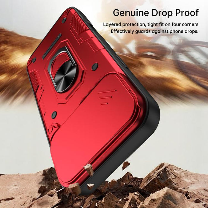 Funda para teléfono Nanshan Armor con soporte deslizante para anillo Camshield, For iPhone 17 Pro Max, For iPhone 17 Pro, For iPhone 17, For iPhone 16 Pro Max, For iPhone 16 Pro, For iPhone 16