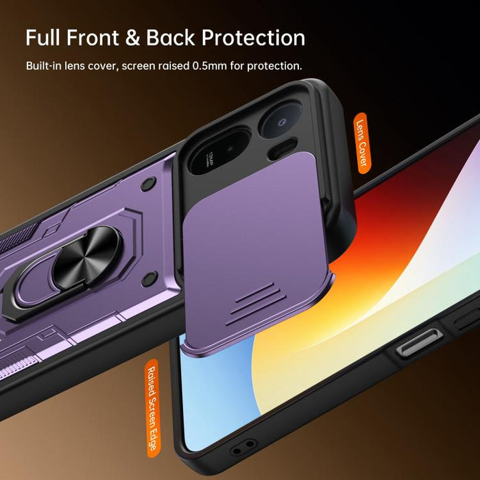 Funda para teléfono Nanshan Armor con soporte deslizante para anillo Camshield, For Redmi A7 Pro 4G / 5G 171mm, For Redmi Note 15 Pro+ 5G Global 163.3mm, For Redmi Note 15 4G / 5G Global 164mm, For Redmi K90 Pro Max / Poco F8 Ultra                     ...