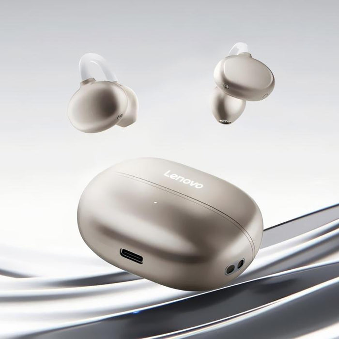 Auriculares inalámbricos Bluetooth Lenovo EA419 con clip para orejas abiertas.