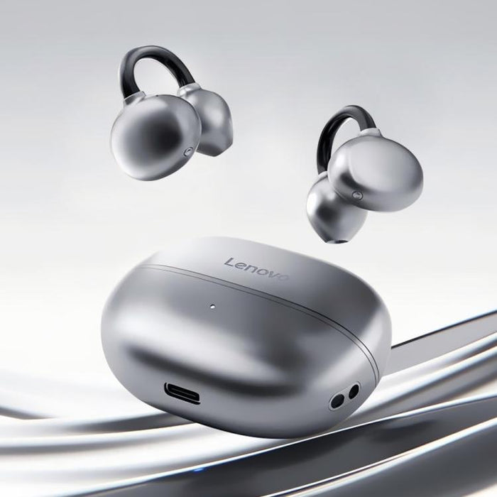 Auriculares inalámbricos Bluetooth Lenovo EA419 con clip para orejas abiertas.