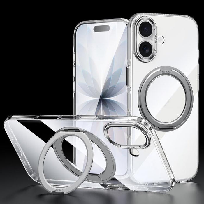 Funda para teléfono de policarbonato transparente con soporte magnético giratorio de 360 grados SULADA, For iPhone 17 Pro Max, For iPhone 17 Pro, For iPhone 17