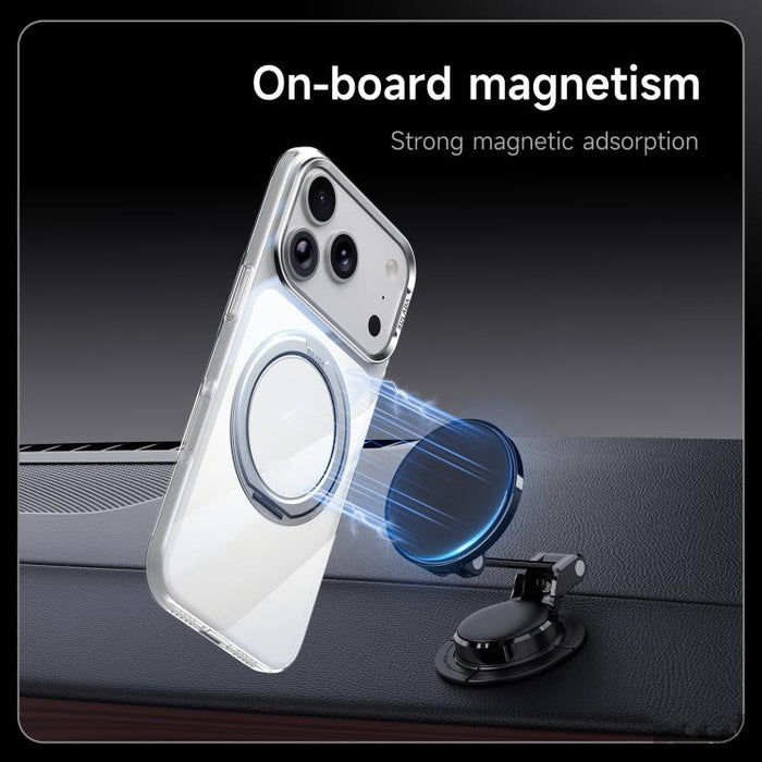 Funda para teléfono de policarbonato transparente con soporte magnético giratorio de 360 grados SULADA, For iPhone 17 Pro Max, For iPhone 17 Pro, For iPhone 17