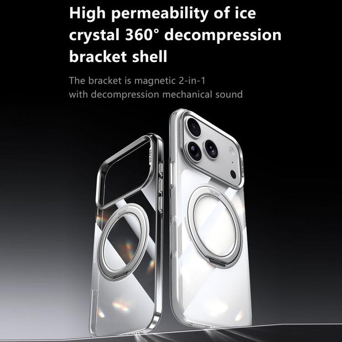 Funda para teléfono de policarbonato transparente con soporte magnético giratorio de 360 grados SULADA, For iPhone 17 Pro Max, For iPhone 17 Pro, For iPhone 17