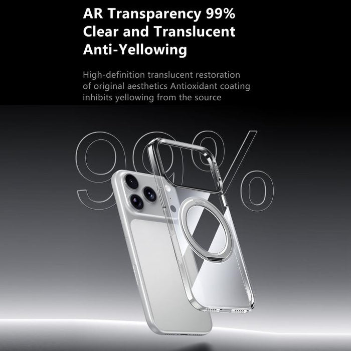 Funda para teléfono de policarbonato transparente con soporte magnético giratorio de 360 grados SULADA, For iPhone 17 Pro Max, For iPhone 17 Pro, For iPhone 17