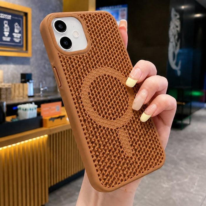 Funda magnética para teléfono con diseño de panal de abeja y textura refrescante, For iPhone 11