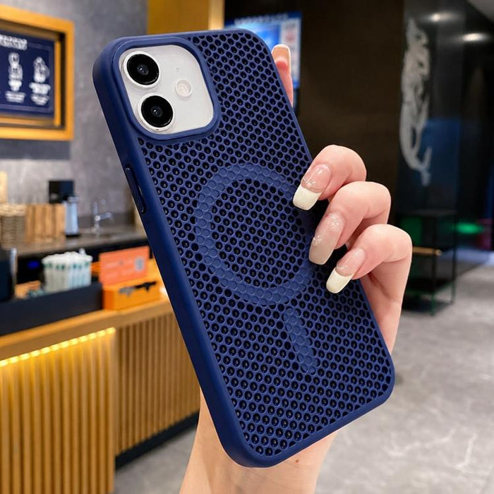 Funda magnética para teléfono con diseño de panal de abeja y textura refrescante, For iPhone 11