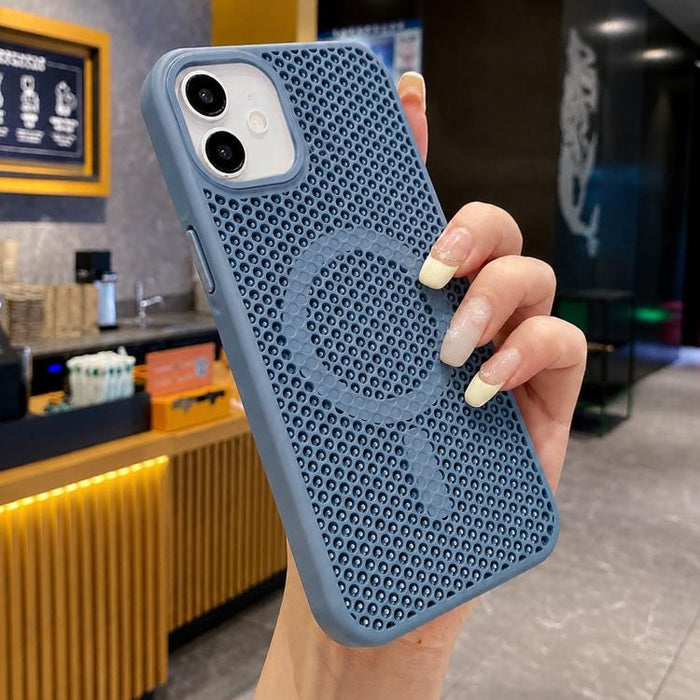 Funda magnética para teléfono con diseño de panal de abeja y textura refrescante, For iPhone 11