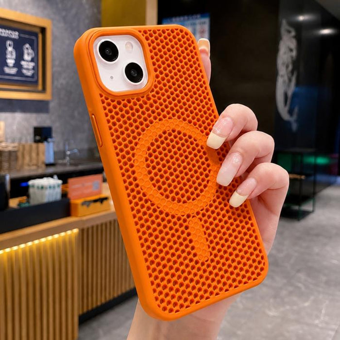 Funda magnética para teléfono con diseño de panal de abeja y textura refrescante, For iPhone 16, For iPhone 15 Pro Max, For iPhone 15 Pro, For iPhone 15 Plus, For iPhone 15, For iPhone 14 Plus, For iPhone 14, For iPhone 14 Pro