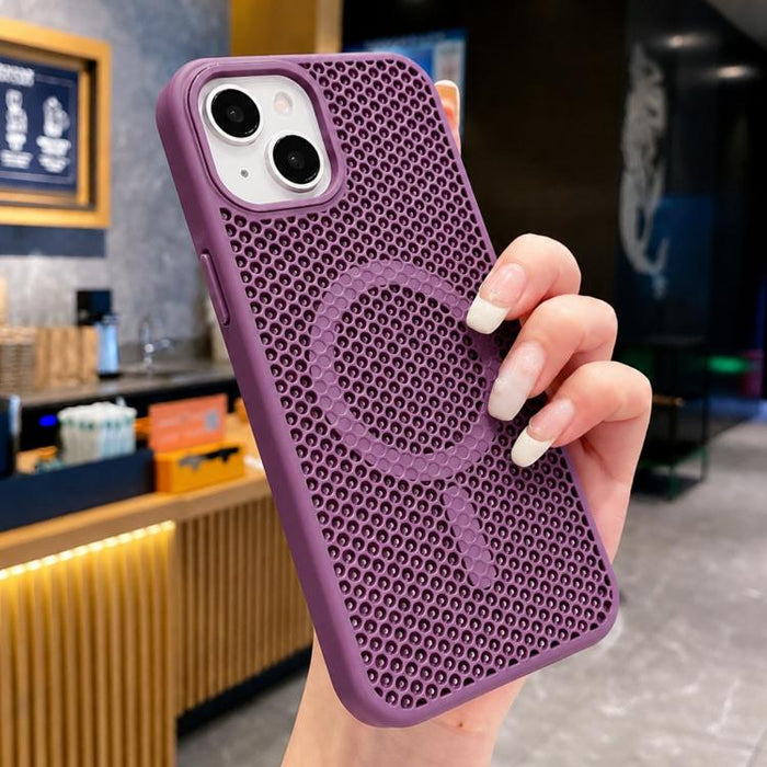 Funda magnética para teléfono con diseño de panal de abeja y textura refrescante, For iPhone 16, For iPhone 15 Pro Max, For iPhone 15 Pro, For iPhone 15 Plus, For iPhone 15, For iPhone 14 Plus, For iPhone 14, For iPhone 14 Pro