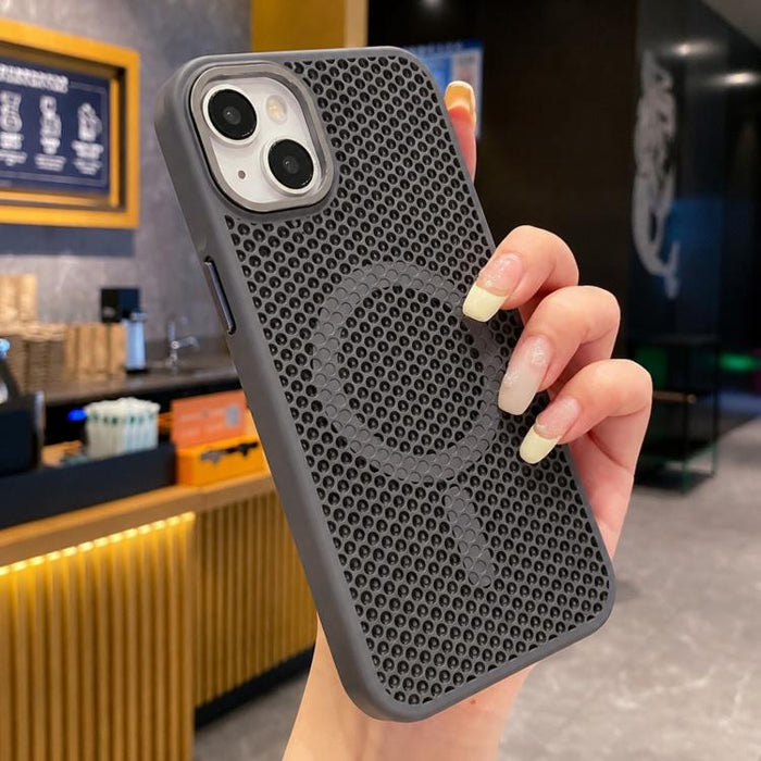 Funda magnética para teléfono con diseño de panal de abeja y textura refrescante, For iPhone 16, For iPhone 15 Pro Max, For iPhone 15 Pro, For iPhone 15 Plus, For iPhone 15, For iPhone 14 Plus, For iPhone 14, For iPhone 14 Pro