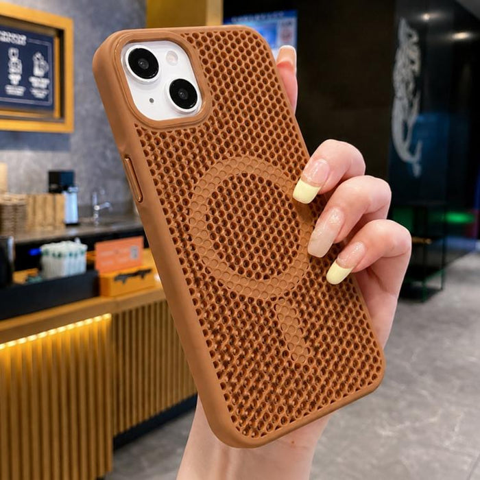 Funda magnética para teléfono con diseño de panal de abeja y textura refrescante, For iPhone 16, For iPhone 15 Pro Max, For iPhone 15 Pro, For iPhone 15 Plus, For iPhone 15, For iPhone 14 Plus, For iPhone 14, For iPhone 14 Pro