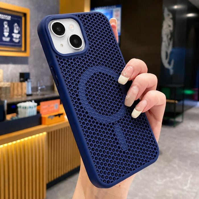 Funda magnética para teléfono con diseño de panal de abeja y textura refrescante, For iPhone 16, For iPhone 15 Pro Max, For iPhone 15 Pro, For iPhone 15 Plus, For iPhone 15, For iPhone 14 Plus, For iPhone 14, For iPhone 14 Pro
