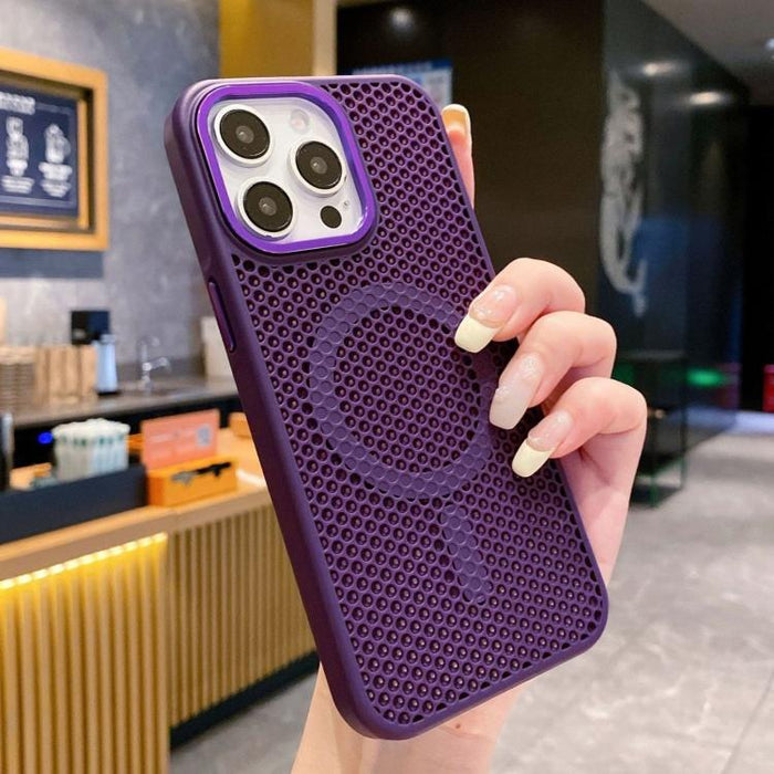 Funda magnética para teléfono con diseño de panal de abeja y textura refrescante, For iPhone 16, For iPhone 15 Pro Max, For iPhone 15 Pro, For iPhone 15 Plus, For iPhone 15, For iPhone 14 Plus, For iPhone 14, For iPhone 14 Pro