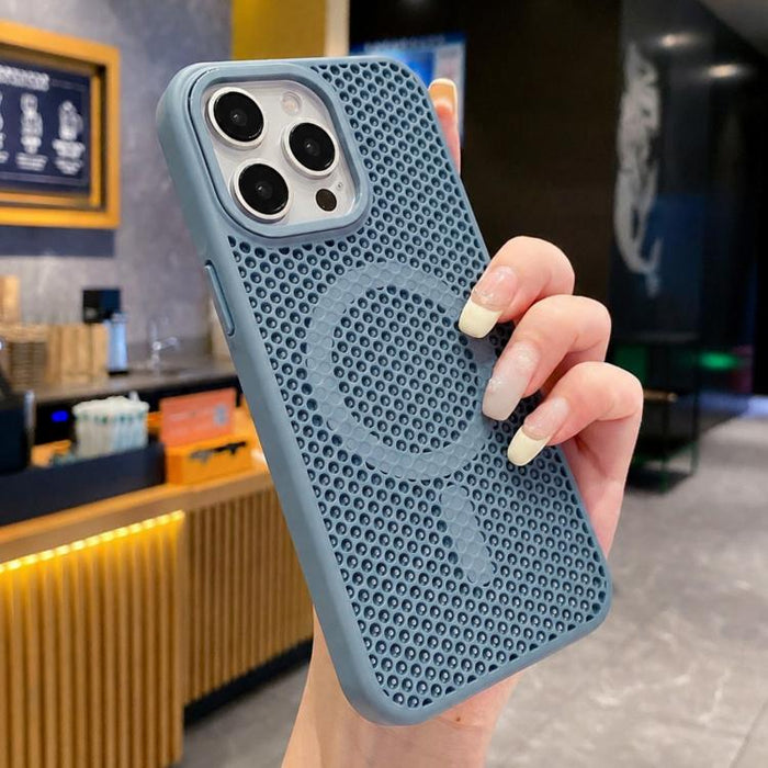 Funda magnética para teléfono con diseño de panal de abeja y textura refrescante, For iPhone 16, For iPhone 15 Pro Max, For iPhone 15 Pro, For iPhone 15 Plus, For iPhone 15, For iPhone 14 Plus, For iPhone 14, For iPhone 14 Pro