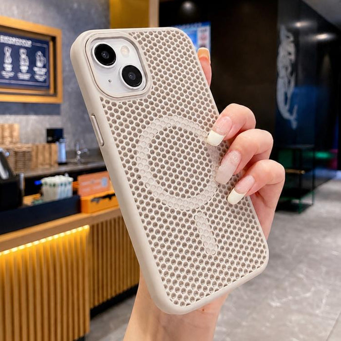 Funda magnética para teléfono con diseño de panal de abeja y textura refrescante, For iPhone 16, For iPhone 15 Pro Max, For iPhone 15 Pro, For iPhone 15 Plus, For iPhone 15, For iPhone 14 Plus, For iPhone 14, For iPhone 14 Pro