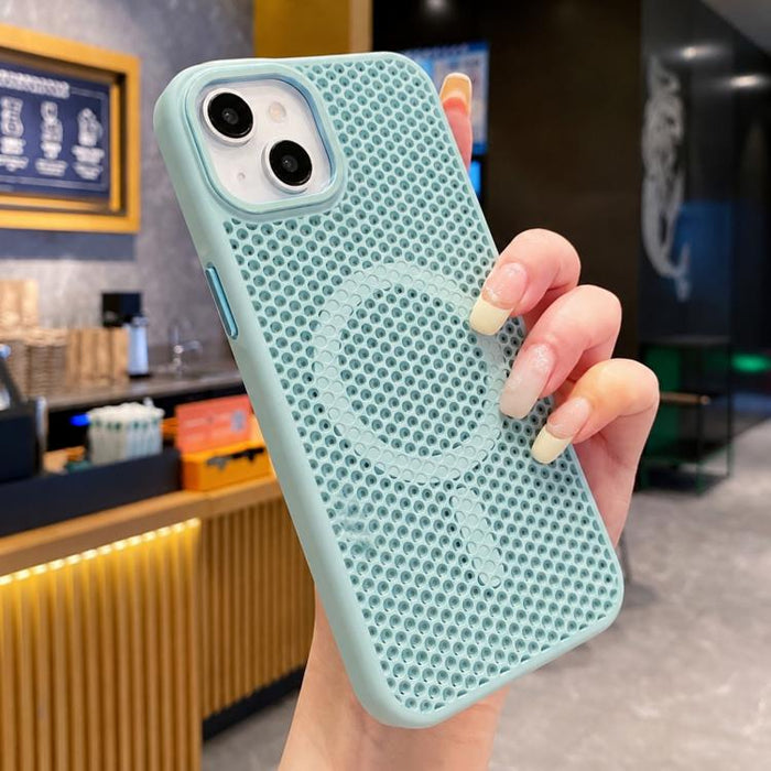 Funda magnética para teléfono con diseño de panal de abeja y textura refrescante, For iPhone 16, For iPhone 15 Pro Max, For iPhone 15 Pro, For iPhone 15 Plus, For iPhone 15, For iPhone 14 Plus, For iPhone 14, For iPhone 14 Pro