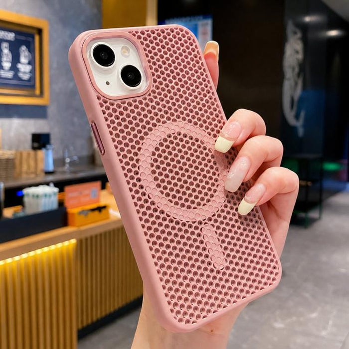 Funda magnética para teléfono con diseño de panal de abeja y textura refrescante, For iPhone 16, For iPhone 15 Pro Max, For iPhone 15 Pro, For iPhone 15 Plus, For iPhone 15, For iPhone 14 Plus, For iPhone 14, For iPhone 14 Pro