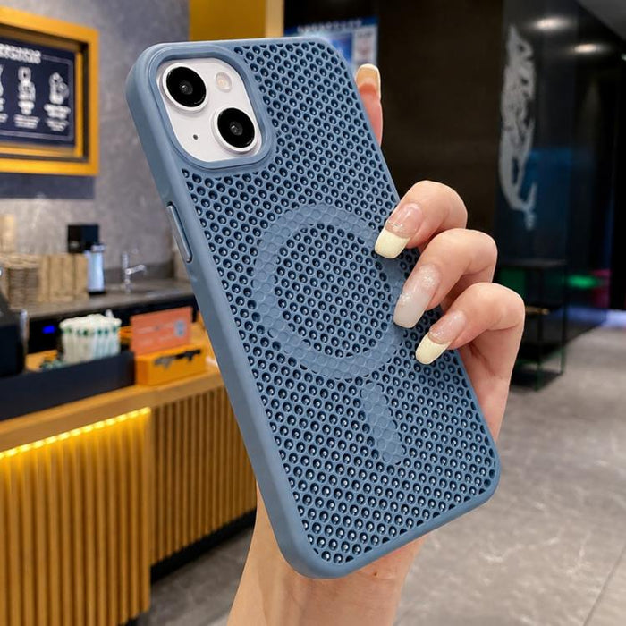Funda magnética para teléfono con diseño de panal de abeja y textura refrescante, For iPhone 16, For iPhone 15 Pro Max, For iPhone 15 Pro, For iPhone 15 Plus, For iPhone 15, For iPhone 14 Plus, For iPhone 14, For iPhone 14 Pro