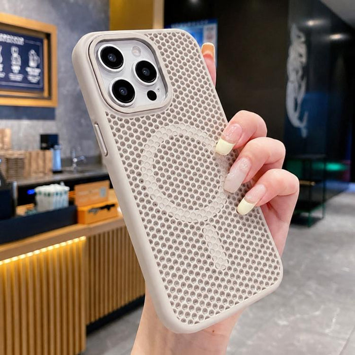 Funda magnética para teléfono con diseño de panal de abeja y textura refrescante, For iPhone 16, For iPhone 15 Pro Max, For iPhone 15 Pro, For iPhone 15 Plus, For iPhone 15, For iPhone 14 Plus, For iPhone 14, For iPhone 14 Pro