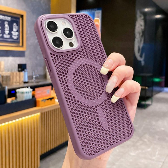 Funda magnética para teléfono con diseño de panal de abeja y textura refrescante, For iPhone 16, For iPhone 15 Pro Max, For iPhone 15 Pro, For iPhone 15 Plus, For iPhone 15, For iPhone 14 Plus, For iPhone 14, For iPhone 14 Pro