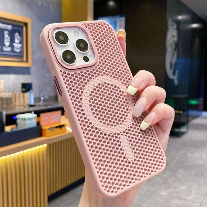 Funda magnética para teléfono con diseño de panal de abeja y textura refrescante, For iPhone 16, For iPhone 15 Pro Max, For iPhone 15 Pro, For iPhone 15 Plus, For iPhone 15, For iPhone 14 Plus, For iPhone 14, For iPhone 14 Pro